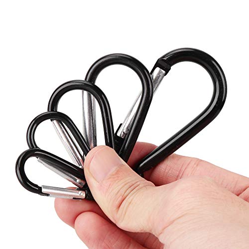 Swatom Aluminum Carabiner Clip 1.6 Inches Spring Snap Hook Keyring Carabiners for Camping Traveling Hiking Keychains Outdoor Accessories Black (10 Pcs) - Image 3