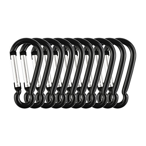 Swatom Aluminum Carabiner Clip 1.6 Inches Spring Snap Hook Keyring Carabiners for Camping Traveling Hiking Keychains Outdoor Accessories Black (10 Pcs) - Image 1