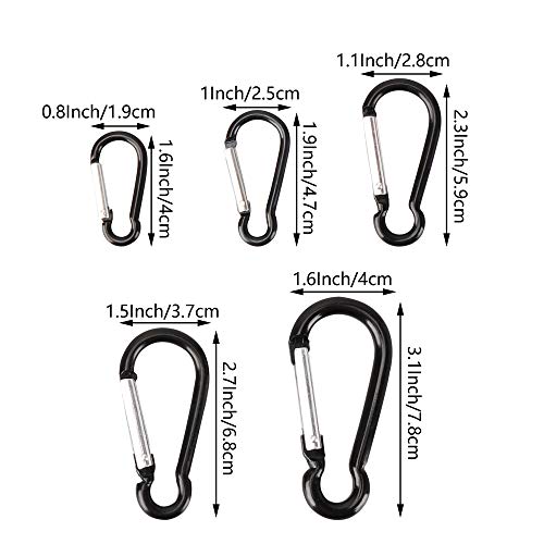 Swatom Aluminum Carabiner Clip 1.6 Inches Spring Snap Hook Keyring Carabiners for Camping Traveling Hiking Keychains Outdoor Accessories Black (10 Pcs) - Image 2