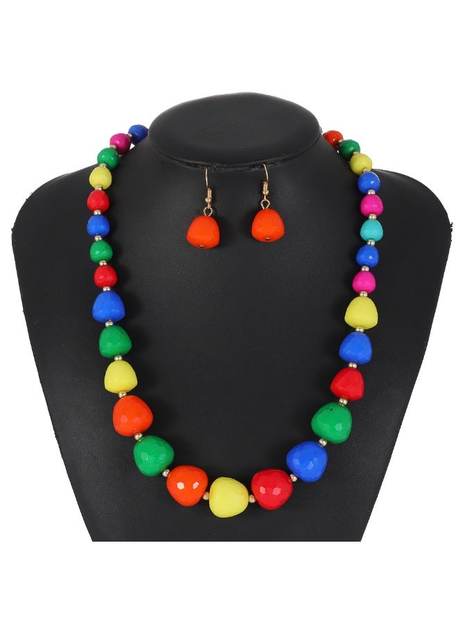 NIBEMINENT Vintage Colorful Beaded Necklace Set