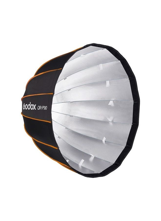 QR-P90 35.5"/90cm Quick Release Portable Deep Parabolic Softbox + Honeycomb Grid for Bowens Mount Studio Flash,Studio Flash Umbrella Diffuser(Godox QR-P90+ Honeycomb Grid)