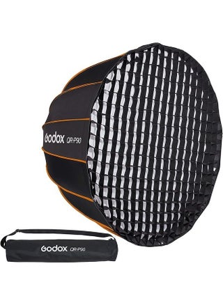 QR-P90 35.5"/90cm Quick Release Portable Deep Parabolic Softbox + Honeycomb Grid for Bowens Mount Studio Flash,Studio Flash Umbrella Diffuser(Godox QR-P90+ Honeycomb Grid) - pzsku/ZFE25AC83398FFE454A07Z/45/_/1690909574/014cd6f8-b407-4dee-bb1e-7e52f2e20f79