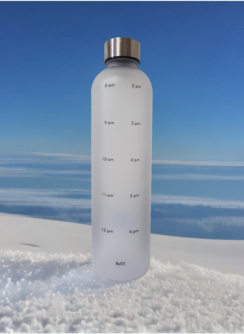 Infinity - Water Bottle, Leakproof, 1L/32 OZ Large Size, BPA free, Non-Toxic, Motivational Time Stamps, Perfect for Kids, School, Gym, Sports, School, Office and Travel (White) - Image 1