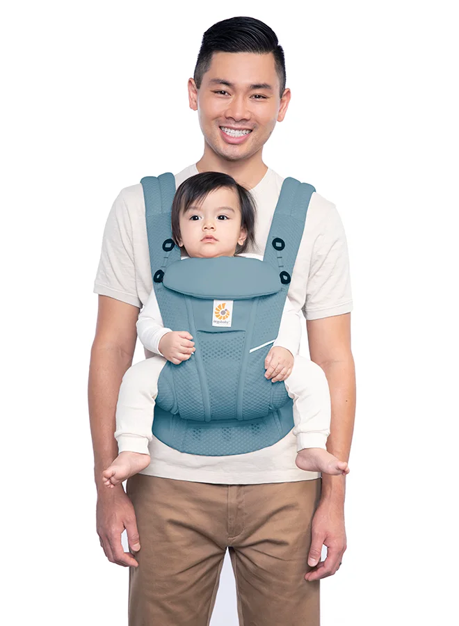 ergobaby Omni Breeze All Carry Positions Breathable Mesh Baby Carrier Newborn To Toddler With Enhanced Lumbar Support And Airflow (7 - 45 Lb), Slate Blue