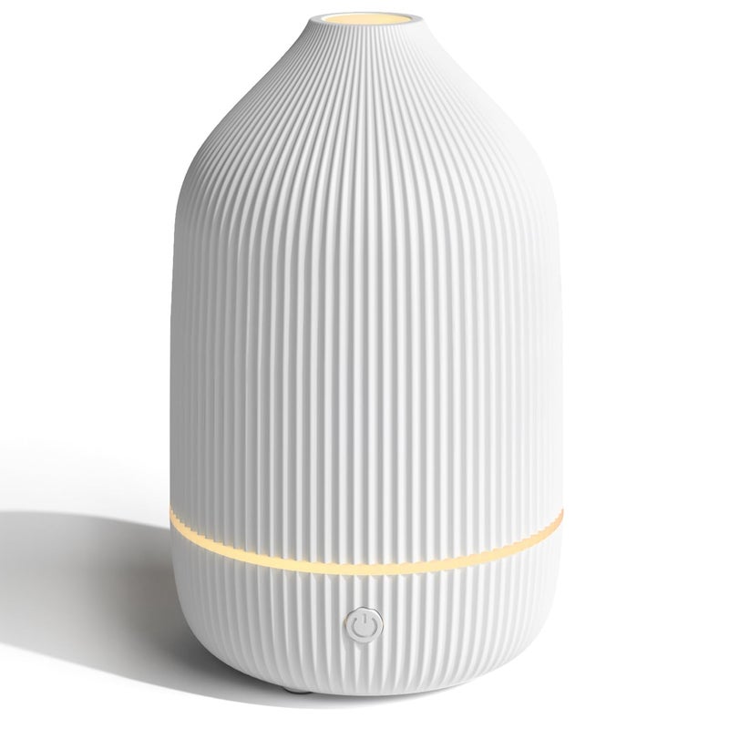 Essential Oil Diffuser 100ml Aromatherapy Diffuser Mini Ultrasonic Diffuser for Essential Oil Home Office Cool Mist Humidifier with 7 Led Light Auto ShutOff White