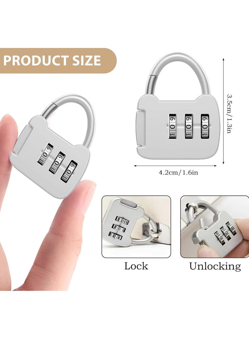 3 قطع من قفل - قفل سفر محمول صغير قابل لإعادة الضبط مكون من 3 أرقام للحقائب والخزائن، متعدد الألوان - Image 5