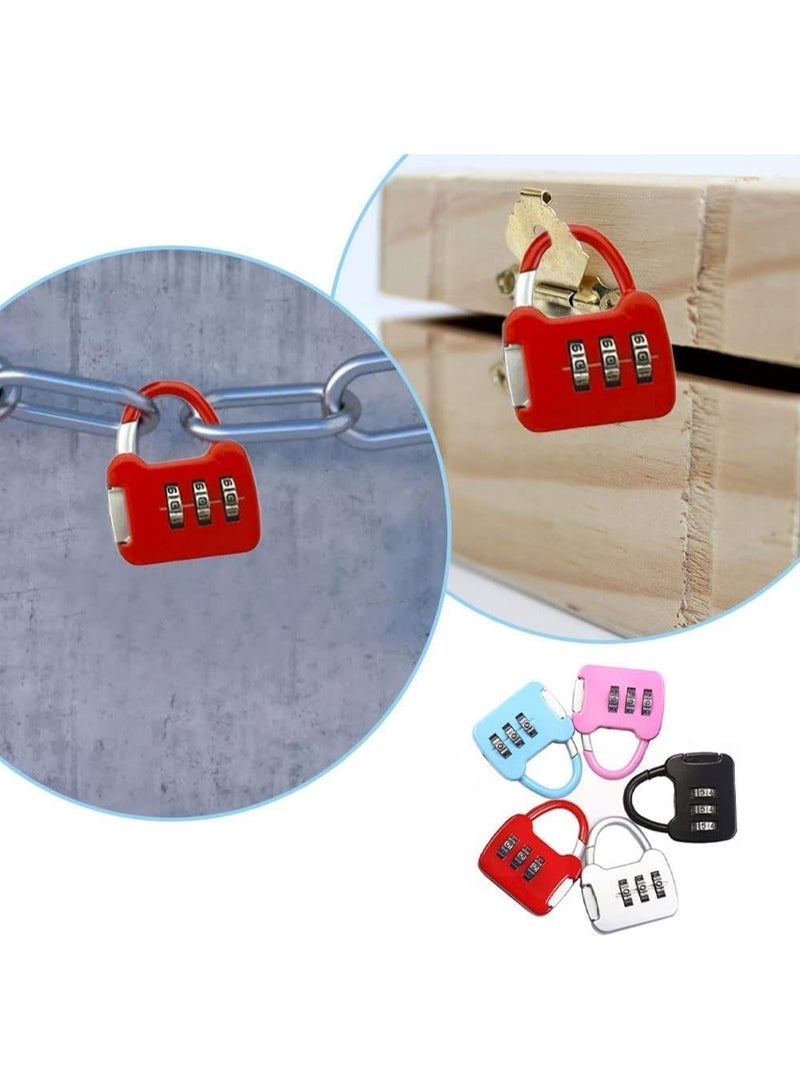 3 قطع من قفل - قفل سفر محمول صغير قابل لإعادة الضبط مكون من 3 أرقام للحقائب والخزائن، متعدد الألوان - Image 2