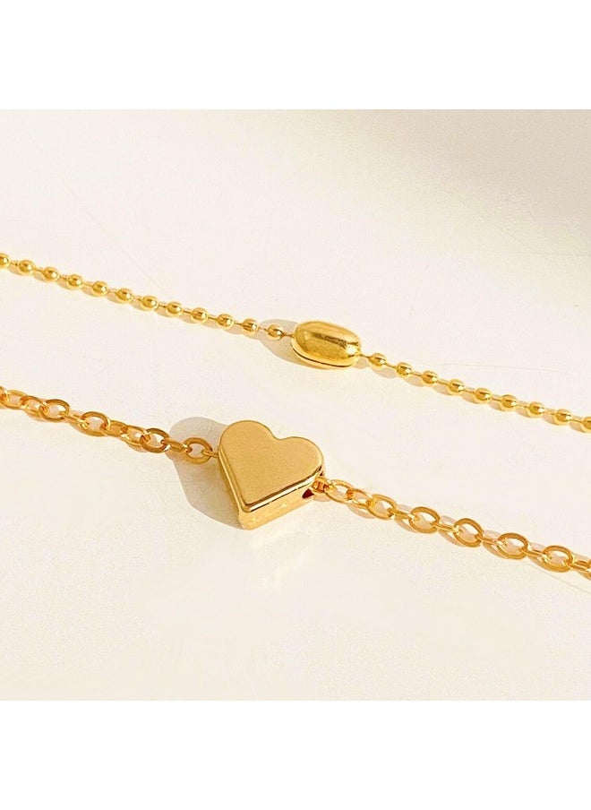 ARTMISS Layered Anklets Women Heart Gold Ankle Bracelet Charm Beaded Dainty Foot Jewelry For Women Summer Barefoot Beach Anklet  - Image 5
