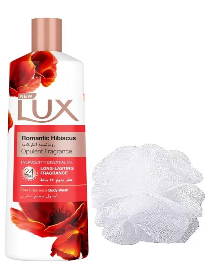 لوكس شاور جل  بالكركديه الرومانسي + لوفا متعدد الالوان - 250 مل