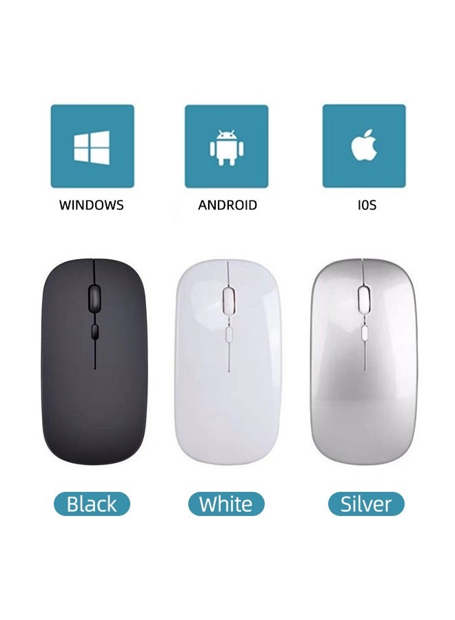 Ultra-Thin Wireless Bluetooth Mouse ,Bluetooth 5.1 + USB, 2.4G Rechargeable 600.0 mAh M40 Wireless Silent Mouse Ergonic Design 3 Adjustable DPI Black - Image 2