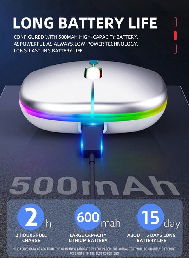 Ultra-Thin Wireless Bluetooth Mouse ,Bluetooth 5.1 + USB, 2.4G Rechargeable 600.0 mAh M40 Wireless Silent Mouse Ergonic Design 3 Adjustable DPI Black - Image 5