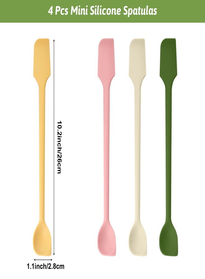 CATOSUM 4 Pcs Mini Silicone Spatulas, Multifunctional Small Scrapers for Kitchen, Cosmetics & Jars, Reusable Stirrer for Jam, Lotion, Narrow & Thin Bottles, Colorful - Image 3
