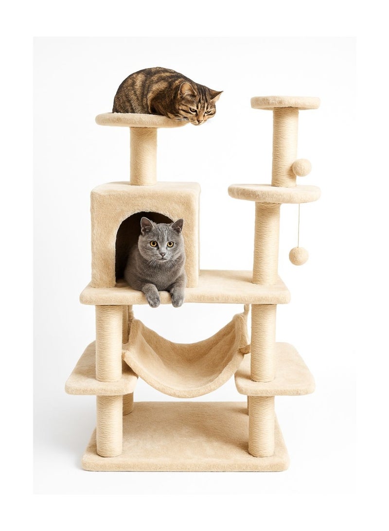 Pets House & Care Cat Scratching Post with Sisal Rope, Hanging Ball & Carpeted Base – Tall Kitty Tree Activity Center for Adult Cats, Durable & Easy to Assemble CATY from Pets Zone