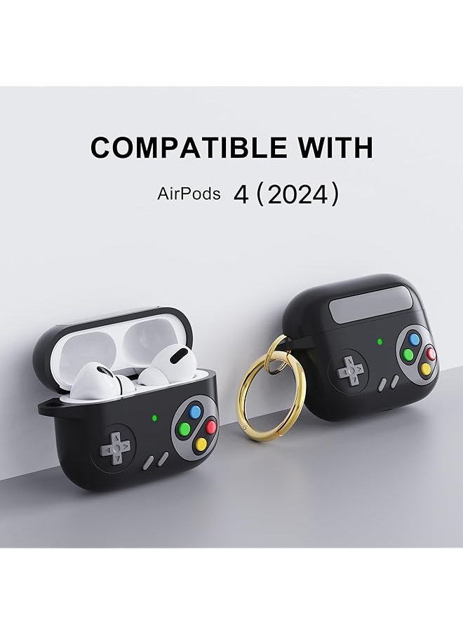 erorex - Game Case For Airpods 4 Cover Shock Proof Protective Silicone Case With Ring Buckle For Airpods 4Th Generation 2024 White Gray - Image 1