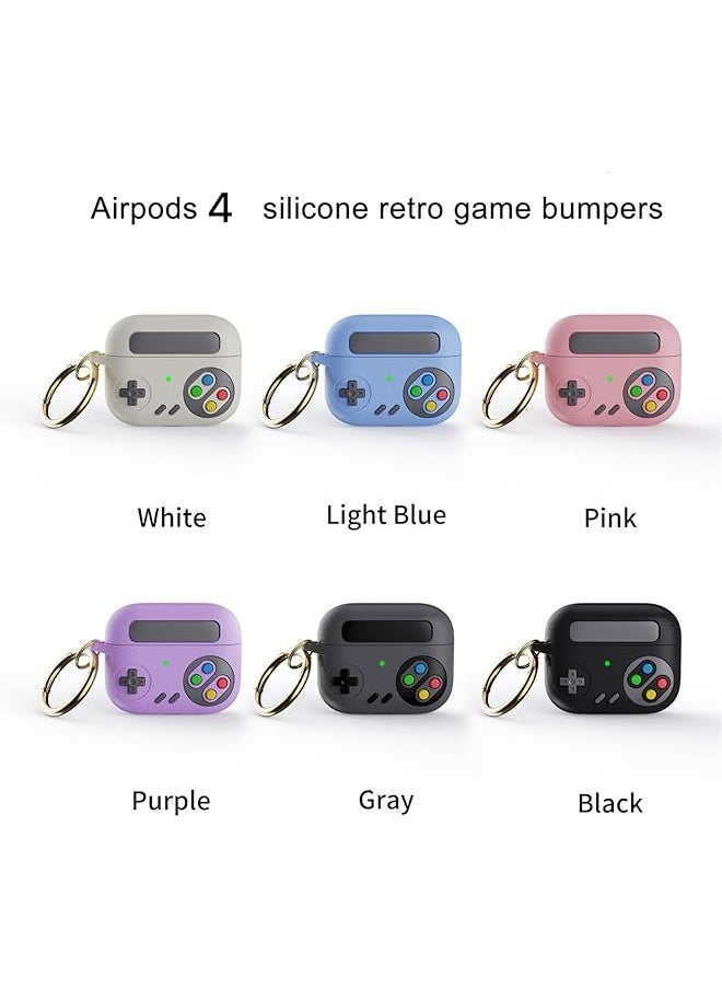 erorex - Game Case For Airpods 4 Cover Shock Proof Protective Silicone Case With Ring Buckle For Airpods 4Th Generation 2024 White Gray - Image 1