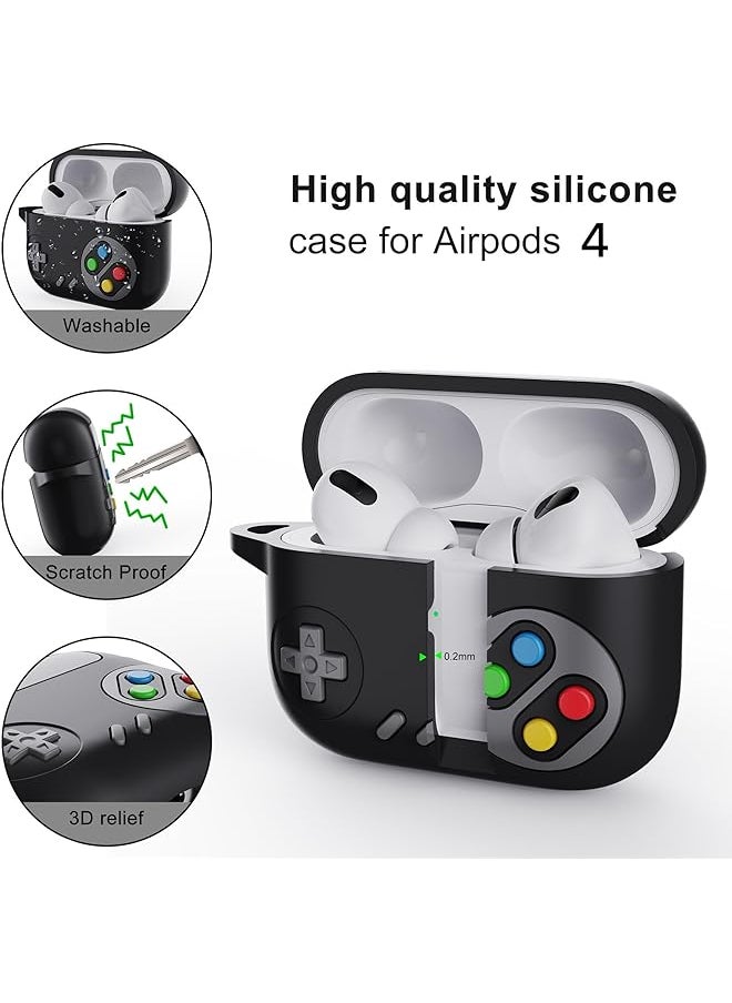erorex - Game Case For Airpods 4 Cover Shock Proof Protective Silicone Case With Ring Buckle For Airpods 4Th Generation 2024 White Gray - Image 1