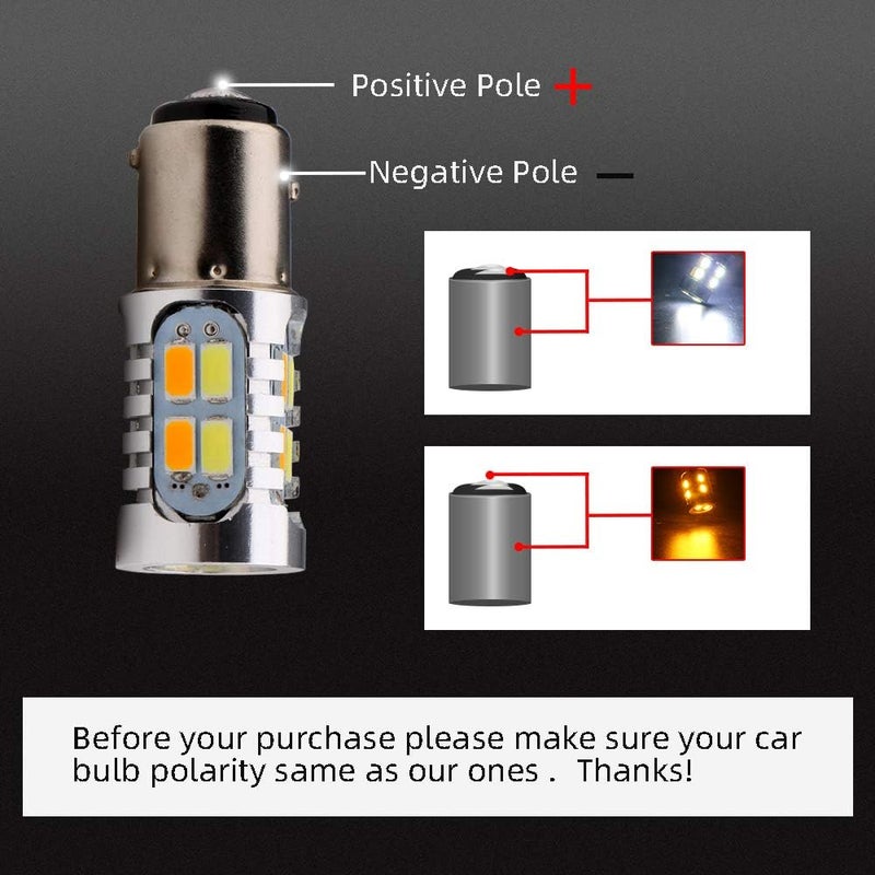 Grandview 4pcs Super Bright 400LM 1157 BAY15D Amber/White Switchback Turn Signal LED Light Bulbs 5730 20SMD 12V LED Replacement Light 7528 1196 1016 1034 6500K-8000K - Image 5