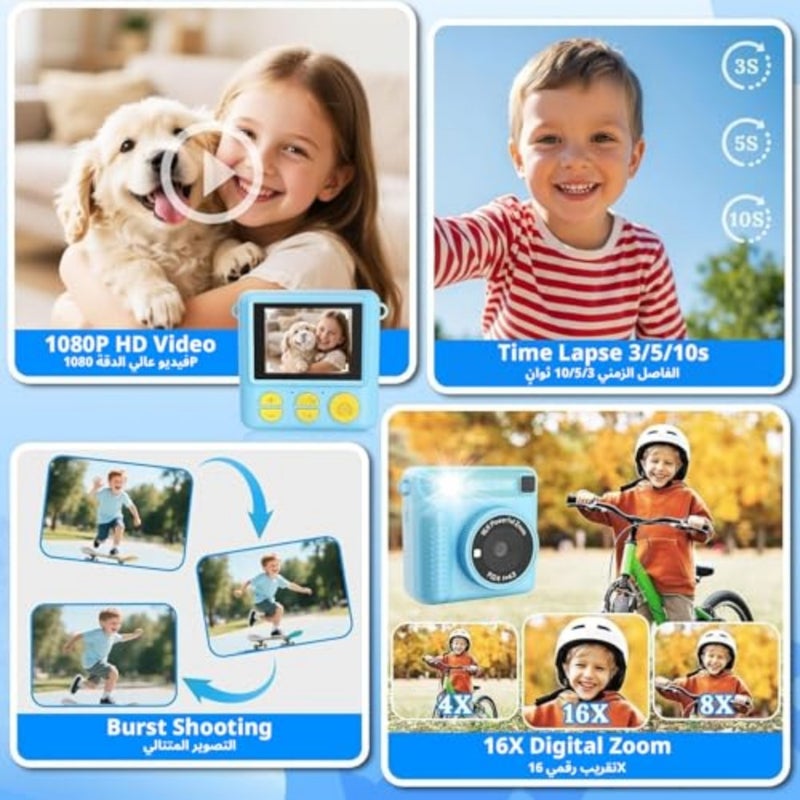 Camera For,Instant Print Camera Portable Video Camera Toy For Girls Boys, Hd Digital Video 32Gb Sd Card Birthday Gifts - Image 5