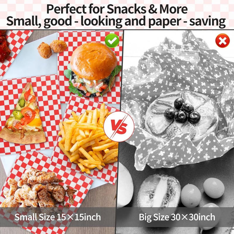 PANKQQ 100Pcs Deli Paper Sheets, Ultra Grease Resistant Wax Paper Sheets for Food 7x7", Premium Sandwich Wrapping Pa-per at School Lunches, Perfect Food Basket Liners for BBQ and Festival - Image 4