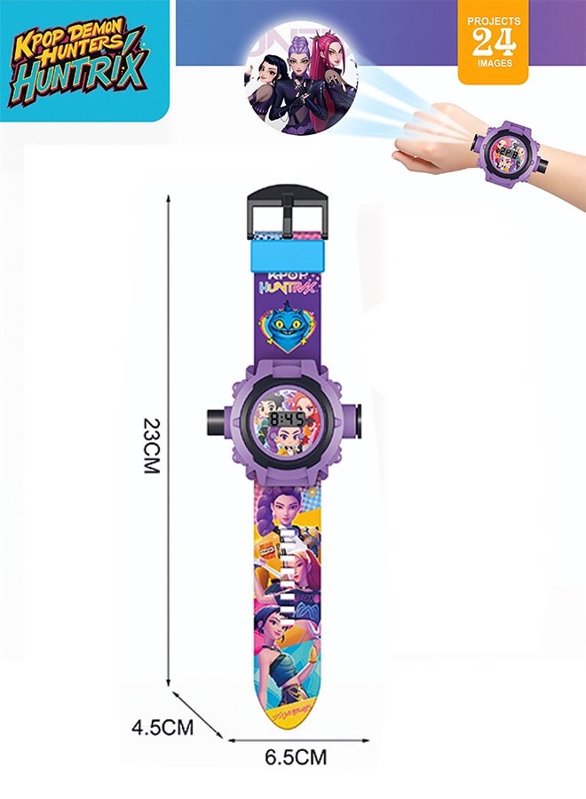 صائدو الشياطين في الكيبوب ساعة عرض ألعاب مستوحاة من مسلسل "صائدو الشياطين" الكوري، مثالية لحفلات أعياد الميلاد، وألعاب ساعات "صائدو الشياطين" الكورية للأطفال. - Image 2