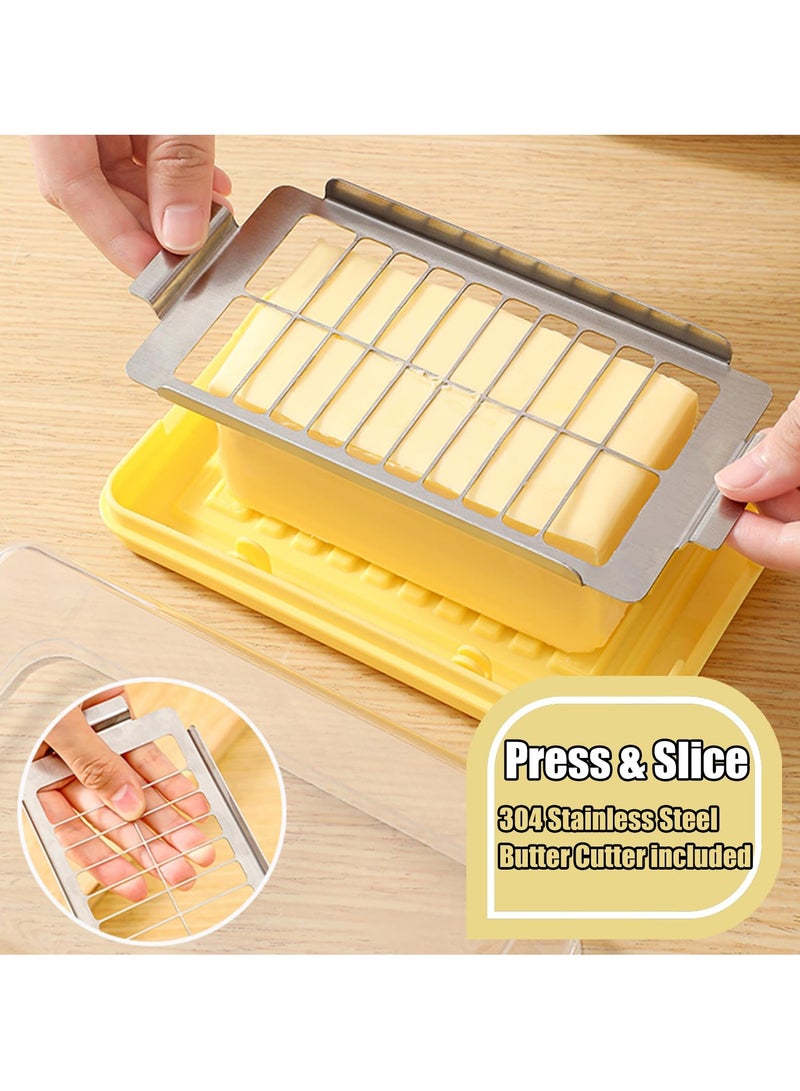 Barakah قطاعة زبدة مع موزع وغطاء، صندوق تخزين زبدة متين، يتضمن قطاعة وشوكة من الفولاذ المقاوم للصدأ 304، صندوق طازج في الثلاجة والفريزر للزبدة والجبن - Image 2