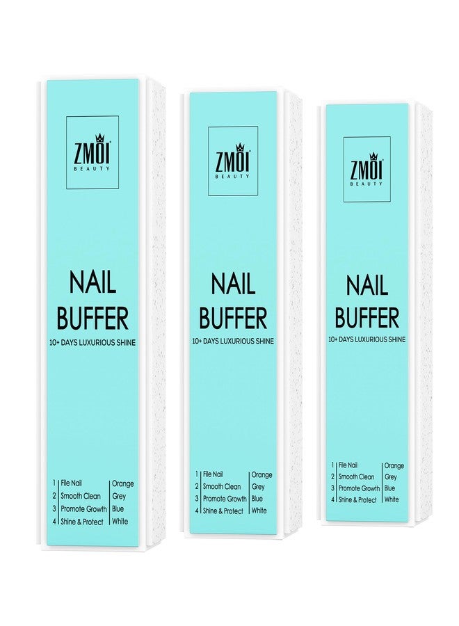 ZMOI Pro Nail Buffer Block - 3 Pack Luxurious Shine Korean 4-Way Nail Buffing Block - Natural Shine Nails - Manicure/Pedicure Tools for Home and Salon - Image 1