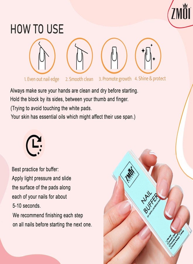 ZMOI Pro Nail Buffer Block - 3 Pack Luxurious Shine Korean 4-Way Nail Buffing Block - Natural Shine Nails - Manicure/Pedicure Tools for Home and Salon - Image 5