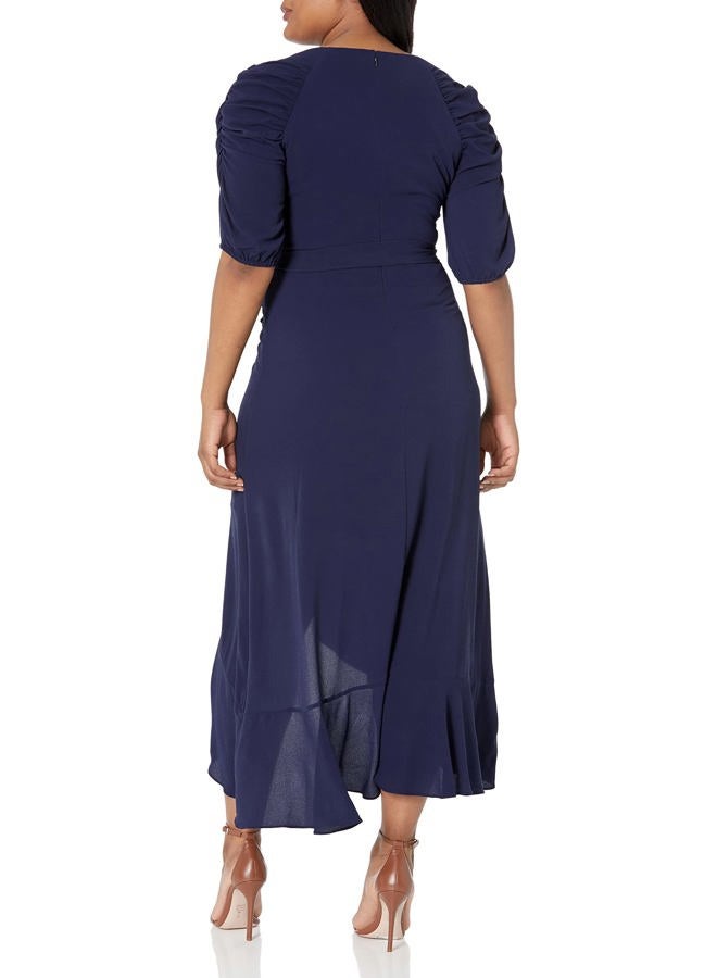 Kensie Women's Chiffon Wrap Dress, Navy, 14 - Image 2