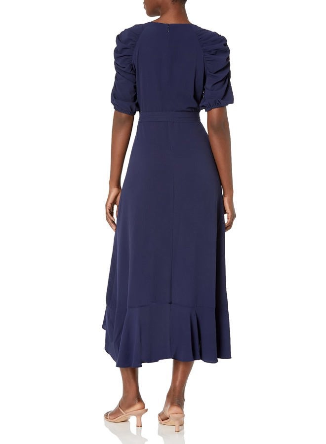 Kensie Women's Chiffon Wrap Dress, Navy, 14 - Image 5