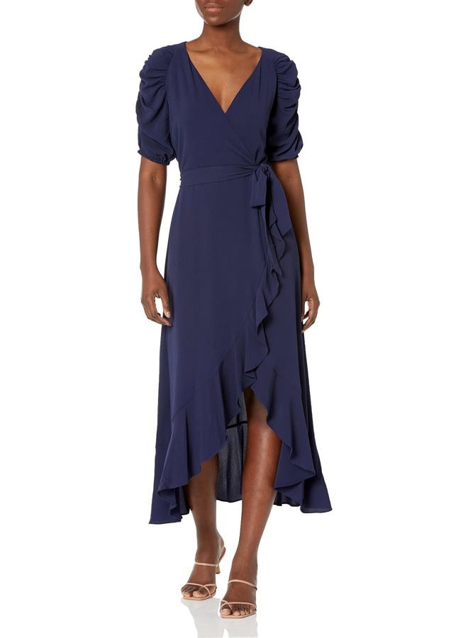 Kensie Women's Chiffon Wrap Dress, Navy, 14 - Image 4