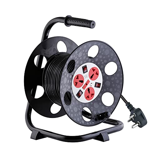 MX extension cable reel drum for ev charger Retractable extension reel 10 meter industerial extension board drum 3 pin 3 socket universal socket extension box 5 Amp With Individual Switch - Image 1