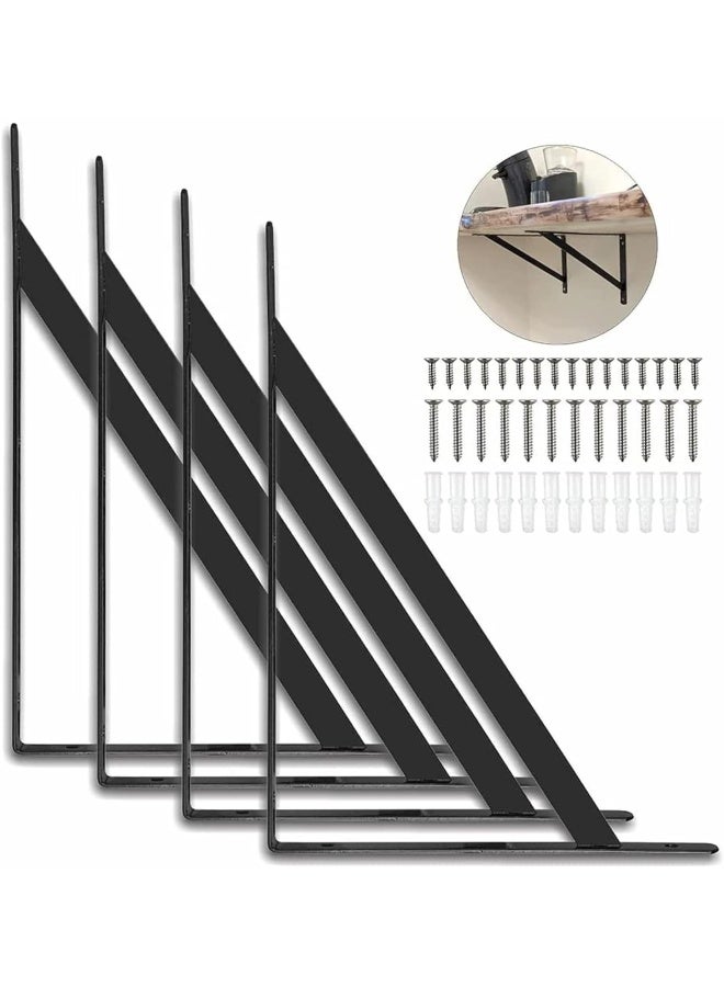 ROBUSTLINE 4Pcs Black Triangle Shelf Brackets Floating Shelves Brackets 90 Degree Angle Wall Mounted Shelf Supporter Corner Bracket With Mounting Screws 11 X 16 - Image 1