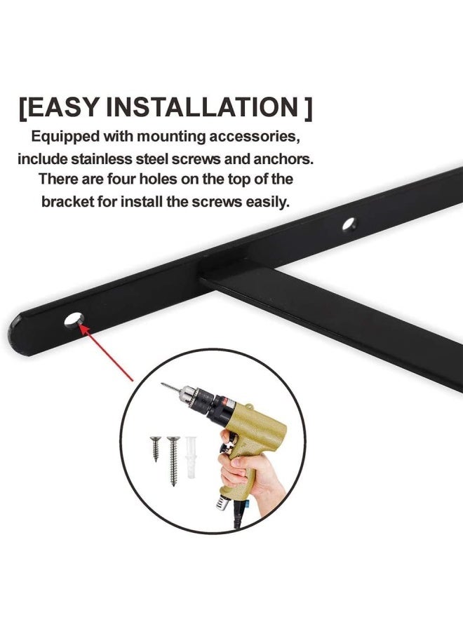 ROBUSTLINE 4Pcs Black Triangle Shelf Brackets Floating Shelves Brackets 90 Degree Angle Wall Mounted Shelf Supporter Corner Bracket With Mounting Screws 11 X 16 - Image 3