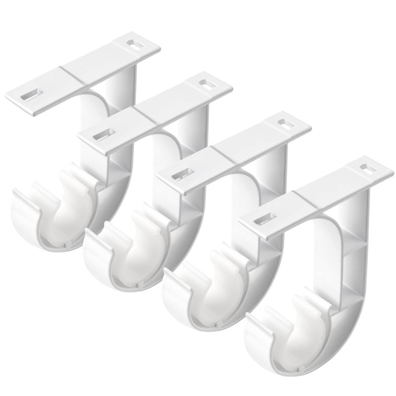 4 Pack Ceiling Curtain Rod Brackets White Ceiling Curtain Rod Holder Rod Hooks for 1 Inch Rod Aluminum Ceiling Bracket Support Hanger