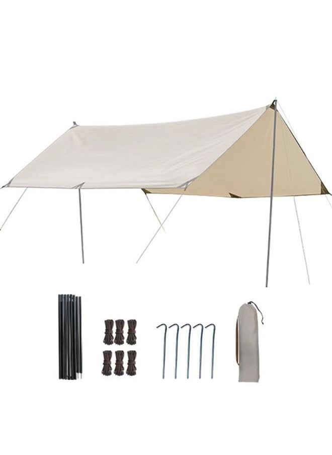 Arabest Outdoor Camping Canopy Tent Sun Protection Rain Protection Silver Color Encrypted Oxford Canopy Suitable for Camping Barbecue 300x300cm  - Image 1