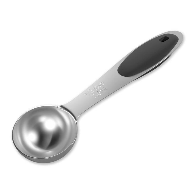 1PCS 12 TBSP15TSP 14OZ 75ML SINGLE MEASURING SPOON WITH BLACK SILICONE GRIP STAINLESS STEEL INDIVIDUAL MEASURE SCOOP ONLY