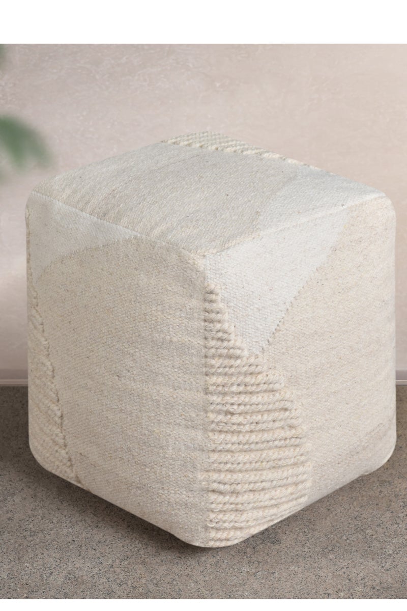 لوفت بوف عصري باللون البيج المحايد - تصميم بسيط وأنيق، متعدد الاستخدامات للجلوس أو مسند للقدمين - مقاس 40 × 40 × 40 سم، باول - Image 2