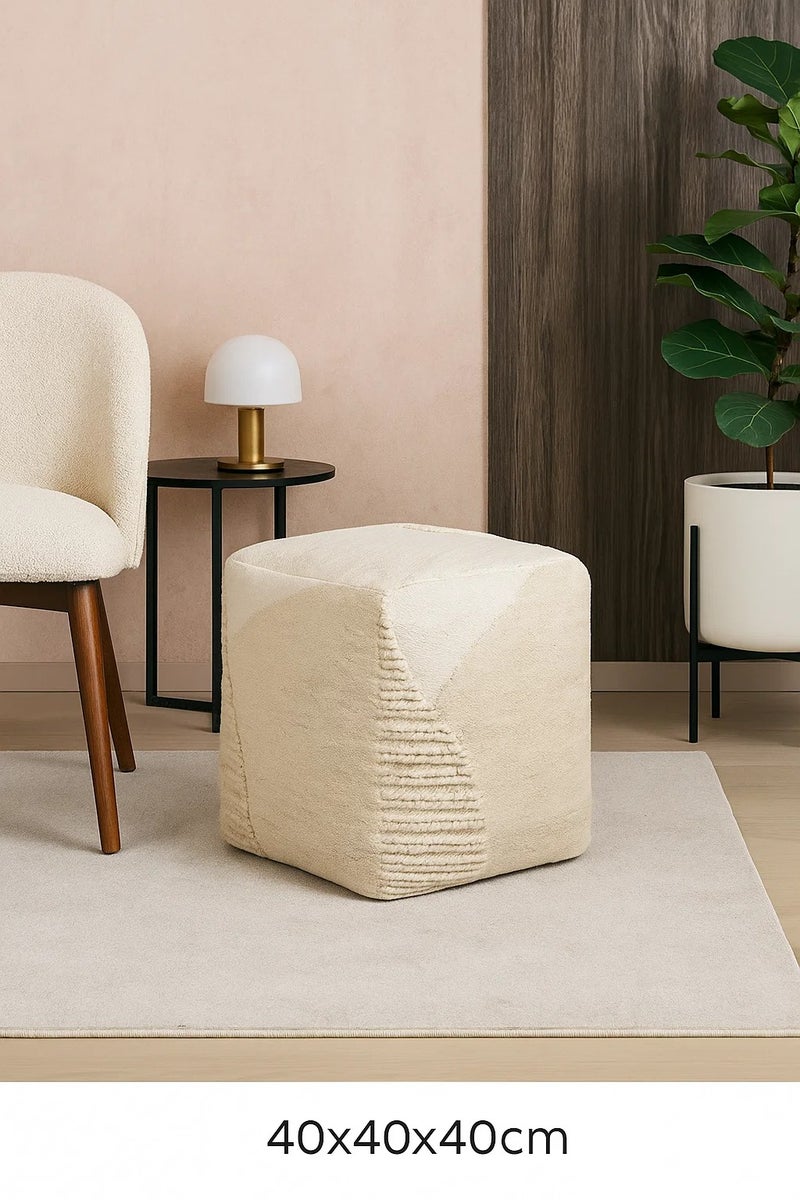 لوفت بوف عصري باللون البيج المحايد - تصميم بسيط وأنيق، متعدد الاستخدامات للجلوس أو مسند للقدمين - مقاس 40 × 40 × 40 سم، باول - Image 3