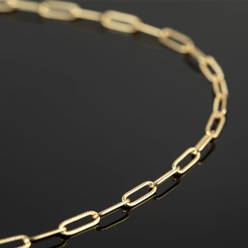 YOUBEIYEE 16.4 Feet Light Gold Embossed Paperclip Chain for Jewelry Making 18K Gold Plated Brass Chain Roll Women Necklace Bracelet DIY Jewelry Supplies - Image 5