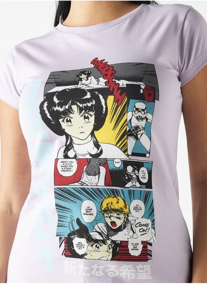 SP Characters Star Wars Graphic Print T-shirt with Crew Neck and Cap Sleeves  - Image 2