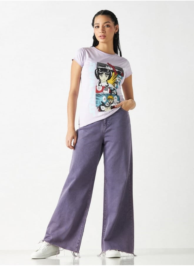 SP Characters Star Wars Graphic Print T-shirt with Crew Neck and Cap Sleeves  - Image 3