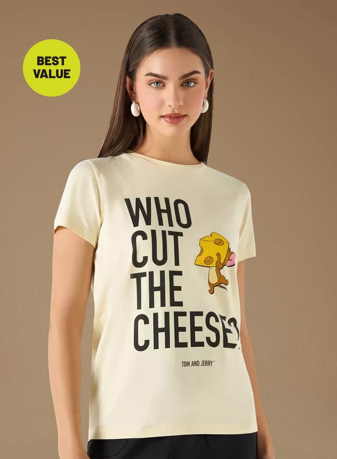 SP Characters Jerry Print T-shirt with Crew Neck and Short Sleeves - Image 1