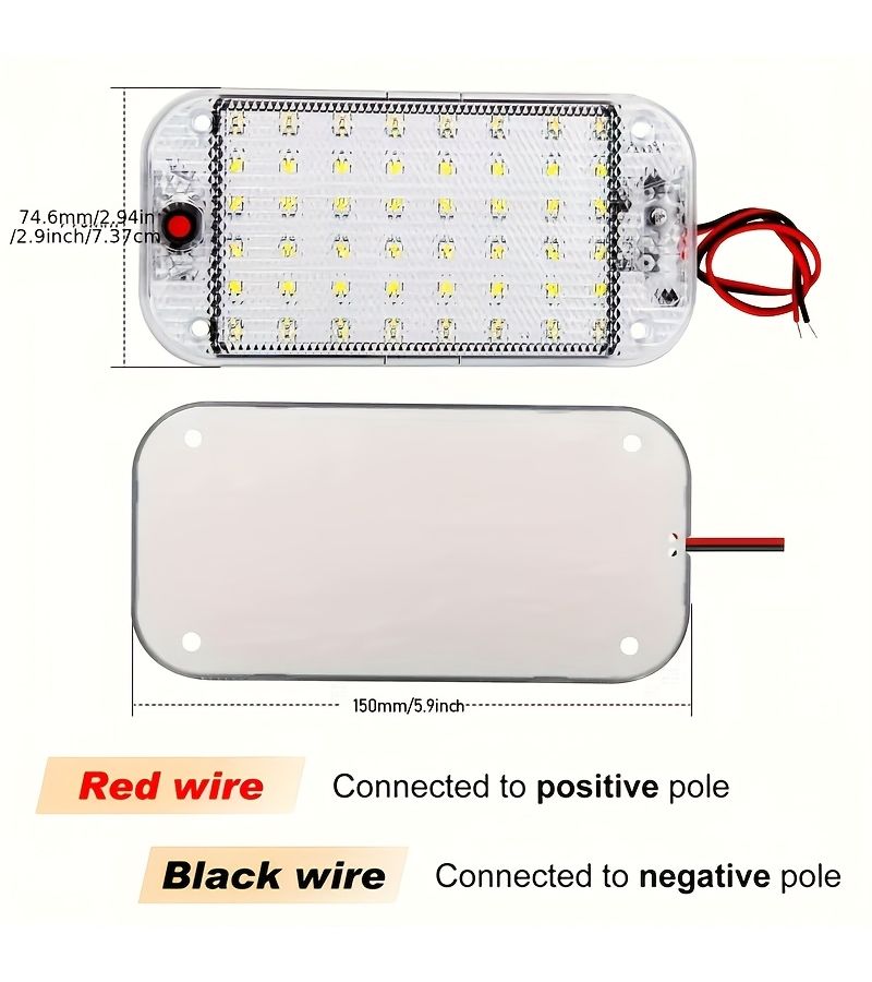 1. شريط إضاءة LED فائق النحافة لداخلية السيارة، مصباح قراءة داخلي عالي السطوع مناسب للمركبات الترفيهية والشاحنات والمركبات المخيمات، موديل 3358 - Image 2