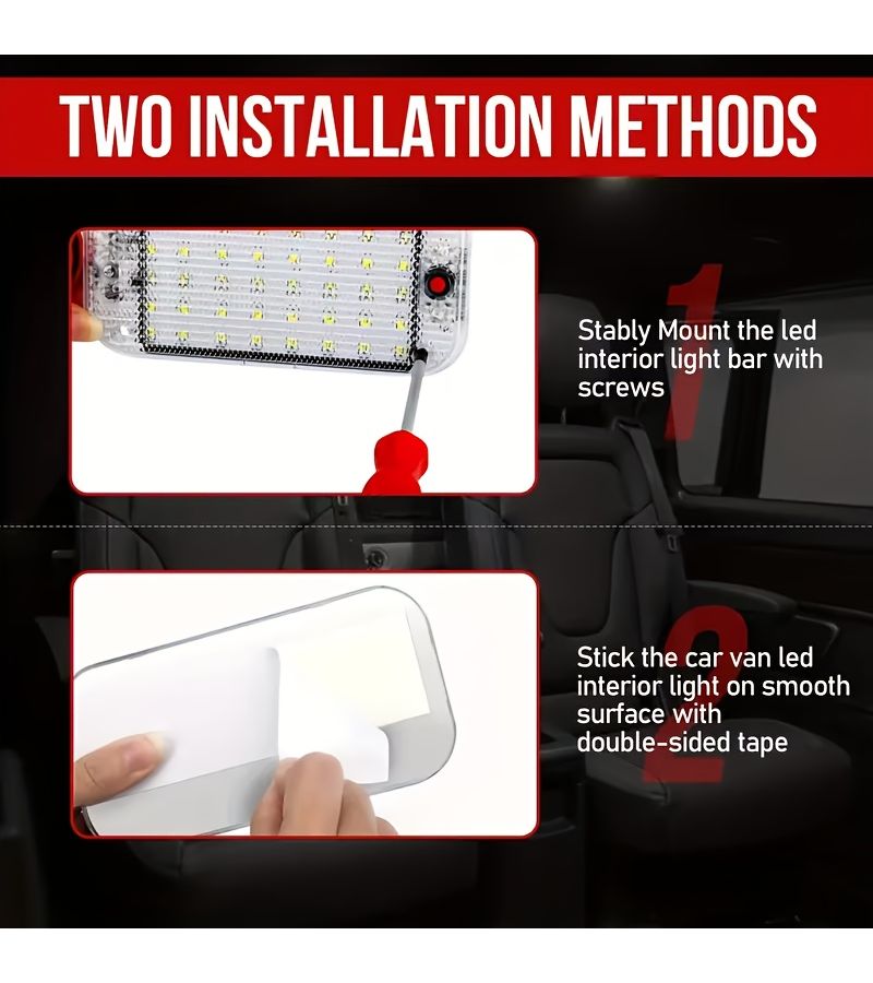 1. شريط إضاءة LED فائق النحافة لداخلية السيارة، مصباح قراءة داخلي عالي السطوع مناسب للمركبات الترفيهية والشاحنات والمركبات المخيمات، موديل 3358 - Image 3