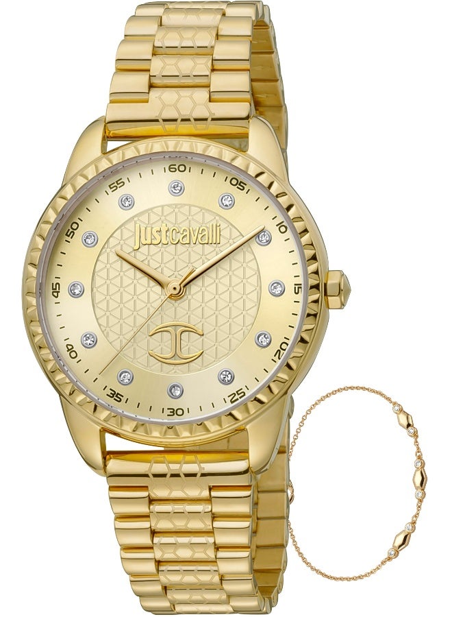 Just Cavalli جست كافالي ليدي ريجالي JC1L176M0055 - ساعة كوارتز أنثوية من الفولاذ المقاوم للصدأ 3 عقارب - Image 1