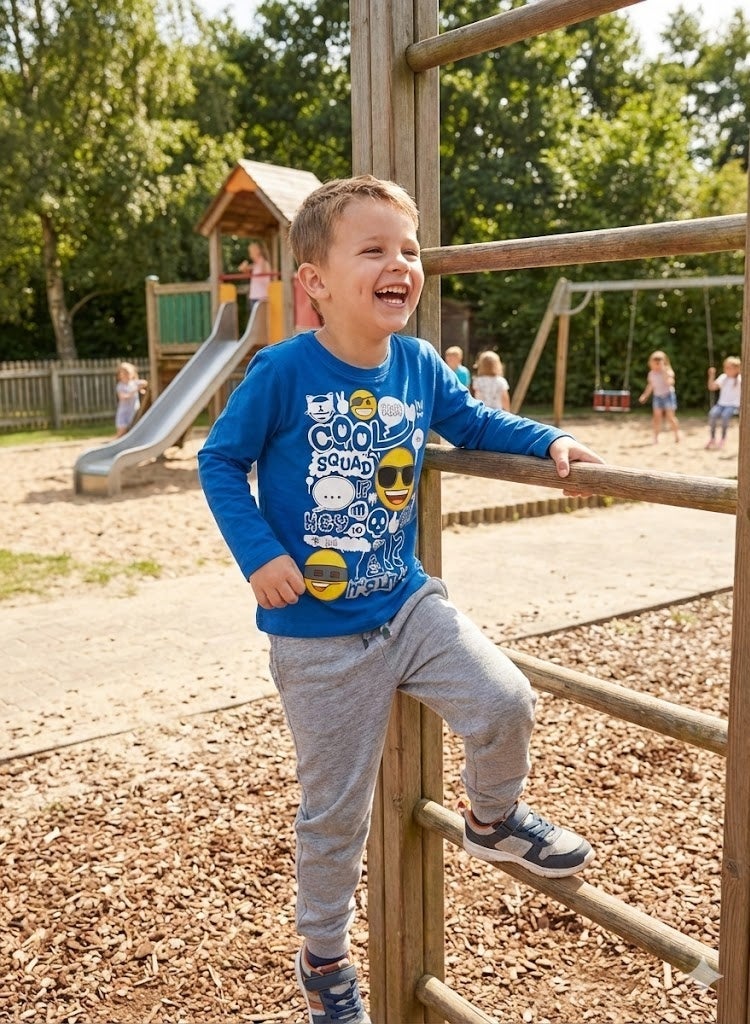 إيموجي تي شيرت بأكمام طويلة للأولاد  100% قطن من إيموجي ابتسامة العالم من Kids TV - Image 3