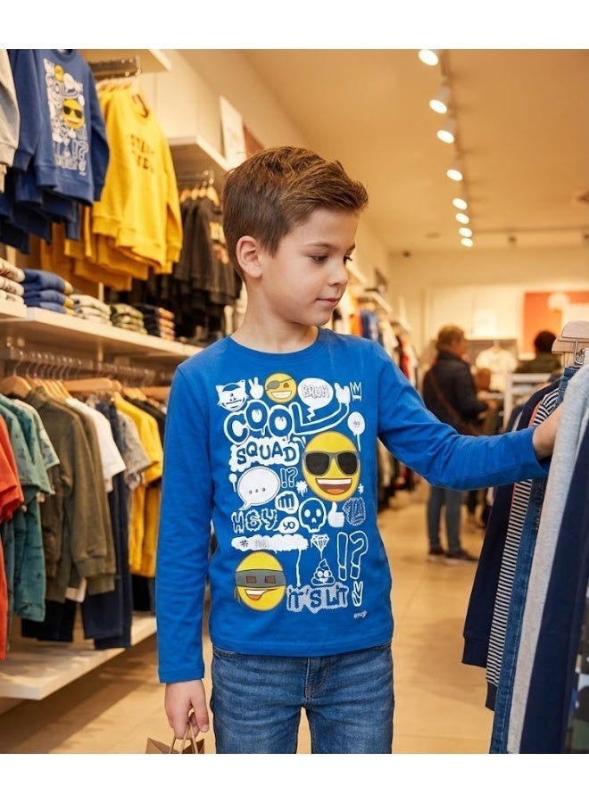 إيموجي تي شيرت بأكمام طويلة للأولاد  100% قطن من إيموجي ابتسامة العالم من Kids TV - Image 2