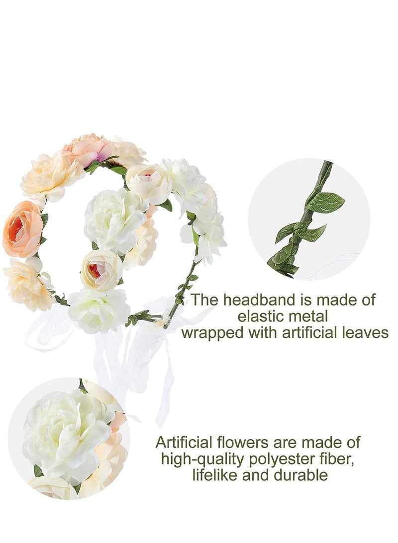 4pcs Adjustable Floral Knot Headband Set - Handmade Headpieces for Weddings, Home Decor, Photography, Parties, and Brides or Girls' Celebrations. - Image 3