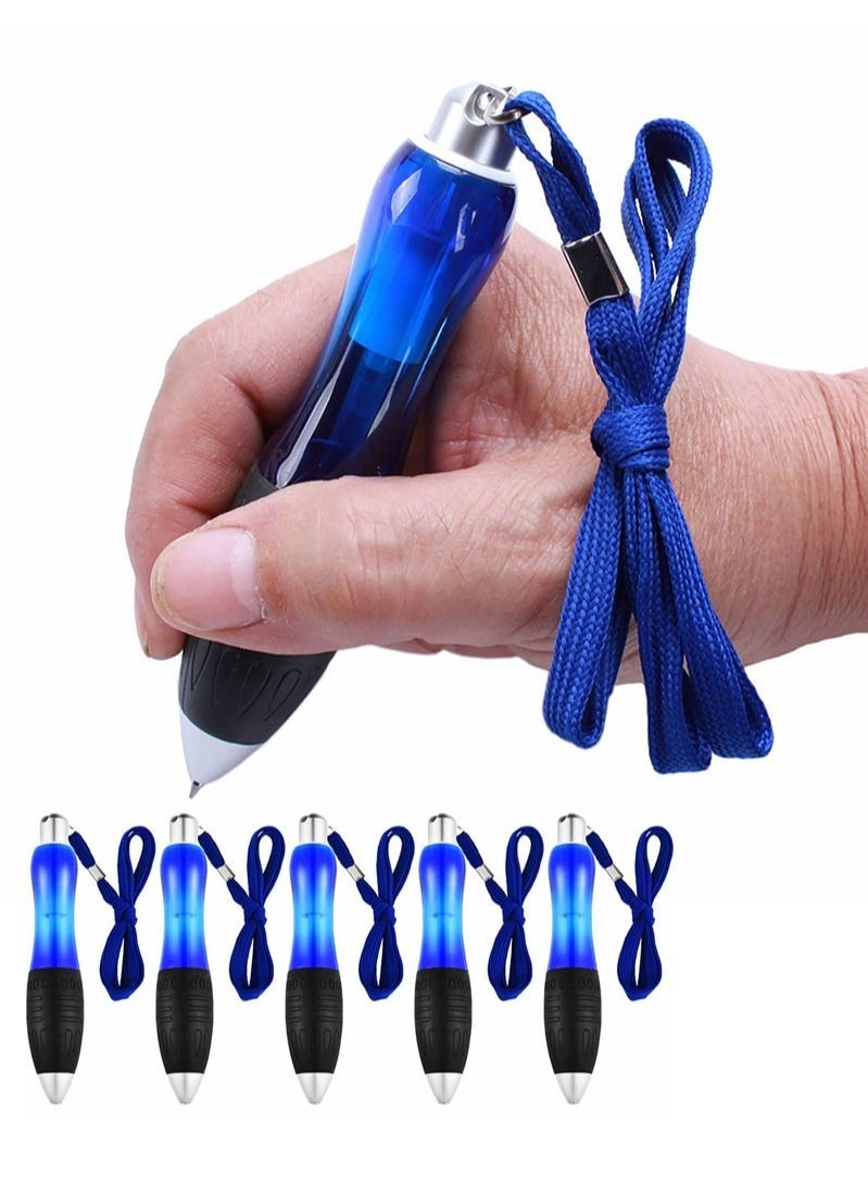 إزدنك 5 قطع كبيرة جدًا من أقلام الدهون الموزونة القابلة للسحب باللون الأزرق مع حبل معلق أقلام كبيرة ذات قبضة واسعة لالتهاب المفاصل وآلام اليد ومرض باركنسون والهزات ونفق الرسغ - Image 1