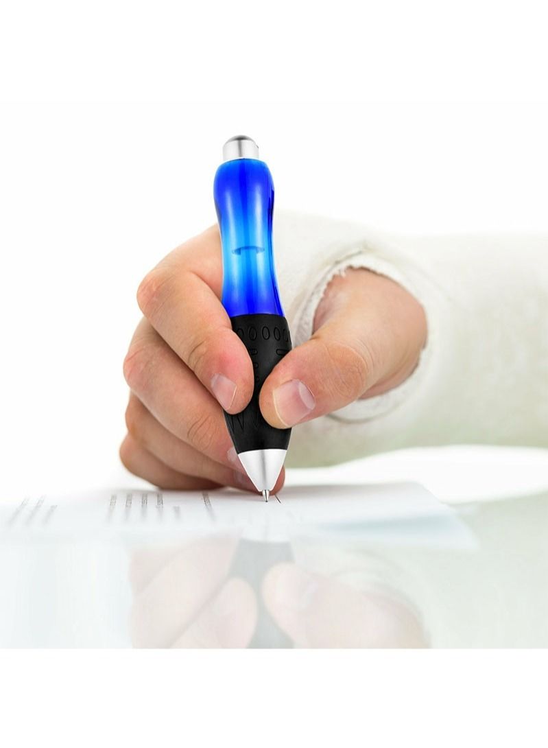 إزدنك 5 قطع كبيرة جدًا من أقلام الدهون الموزونة القابلة للسحب باللون الأزرق مع حبل معلق أقلام كبيرة ذات قبضة واسعة لالتهاب المفاصل وآلام اليد ومرض باركنسون والهزات ونفق الرسغ - Image 5